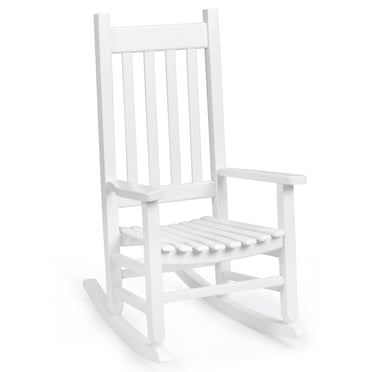 Ktaxon Wooden Child's Rocking Chair,Small Wooden Rocker with High Backrest for Kids Ages 3-6,for Patio Porch Outdoor & Indoor,Living Room,Bedroom,Balconies(White)