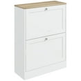 thumbnail image 3 of HOMCOM Slim Shoe Cabinet for Entryway, Modern Hidden Shoe Storage Cabinet with 2 Flip Drawers and Adjustable Shelves for 12 Pairs of Shoes, White, 3 of 10