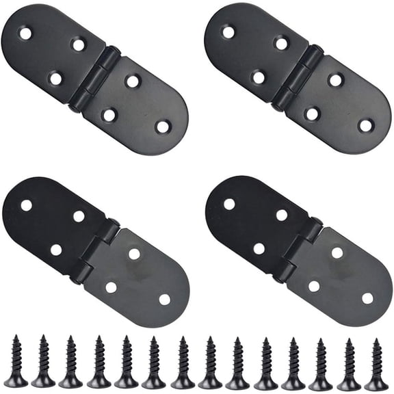 4Pcs 90 Degree Solid Hinge Cabinet Door Hinges, Flush Cabinet Hinges,with Screws (Black)