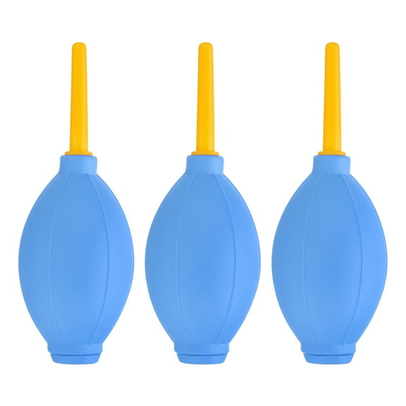 Uxcell Soft Tip Air Blower Dust Blaster, 3 Pcs Rubber Bulb Air Pump Dust Blower Cleaner Cameras Lens Cleaning Tool with Long Nozzle for Camera Lens Computer Keyboard, Blue/Yellow