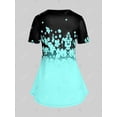 thumbnail image 3 of Camiseta con Estampado de Flores y Curvo en Talla Extra Rosegal Camisetas tallas grandes, 3 of 5