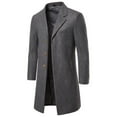 thumbnail image 5 of HOOMEUMY Mens Wool Blend Overcoat 2025 Trendy Classic Solid Coat Turndown Collar Jacket Tweed Design Casual Workout Long Sleeve Clothes Fashion Gray XXXXL, 5 of 7