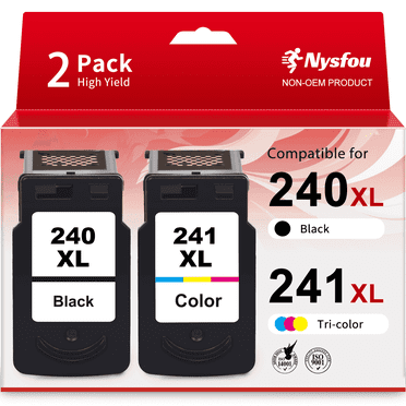 240 241 Ink Cartridge for Canon 240XL and 241XL Ink Cartridge for Canon Pixma MG3620 TS5120 MG3520 MG3220 Printer (Black, Tri-Color)