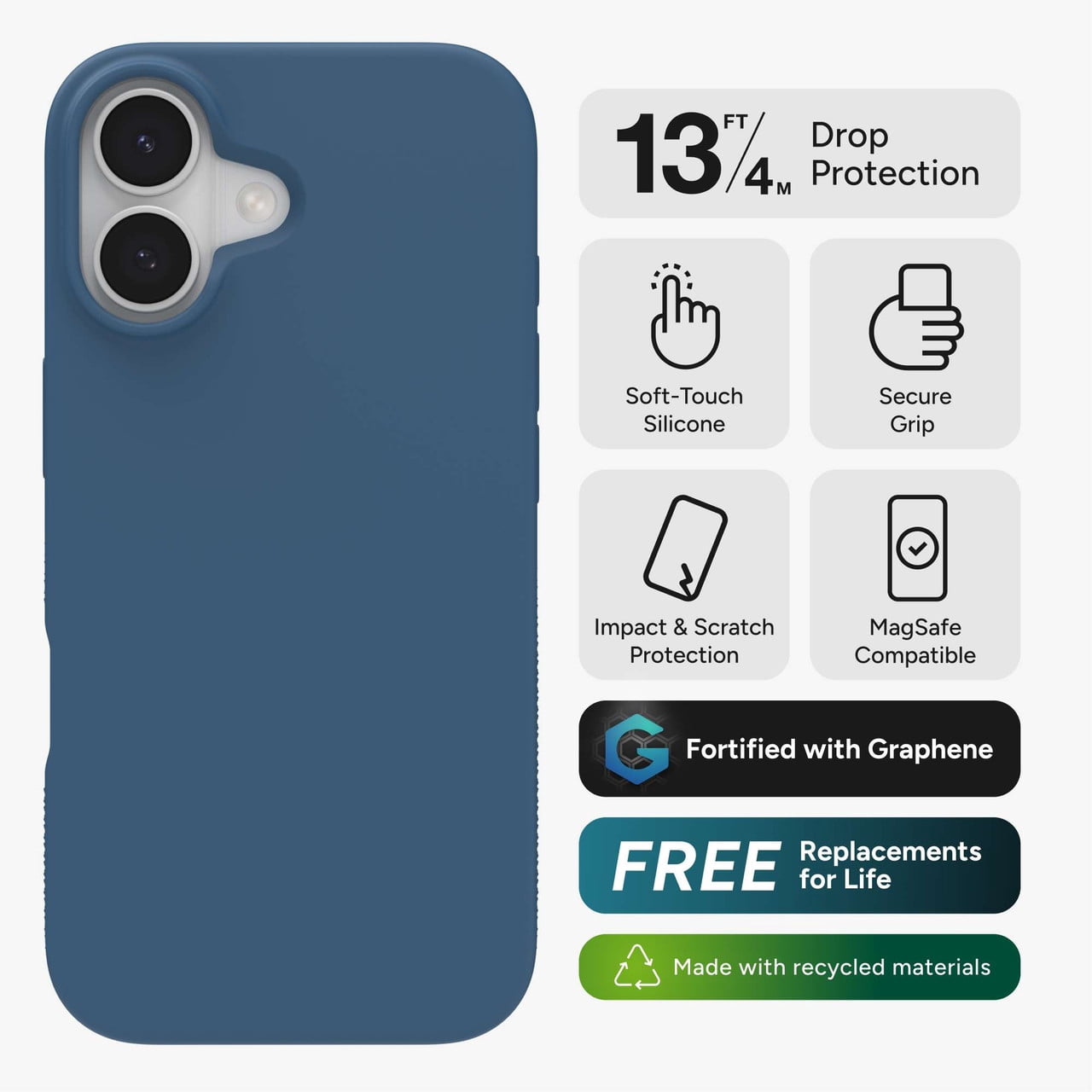ZAGG Manhattan Snap Phone Case for iPhone 17 - Gray Clay Drop Protection (13ft/4m) Soft-Touch Silicone Slim & Lightweight Smooth Surface & No-Slip Grip MagSafe Compatible