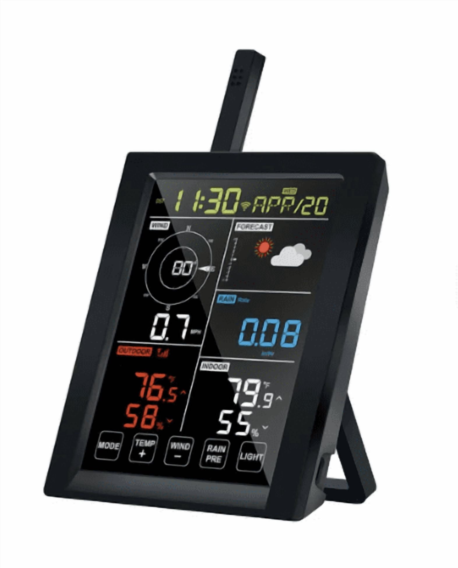 Ecowitt WN1981 Wi-Fi Weather Station with 7-in-1 Solar Powered Outdoor Sensor and 5.3-inch LCD Touchscreen