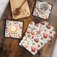 thumbnail image 5 of Red Mushroom Clover White Pattern Kitchen Oven Mitt and Pot Holder Sets 4 Pcs for Baking, Cooking and Grilling, Heat Resistant Up To 392 °F, 5 of 7