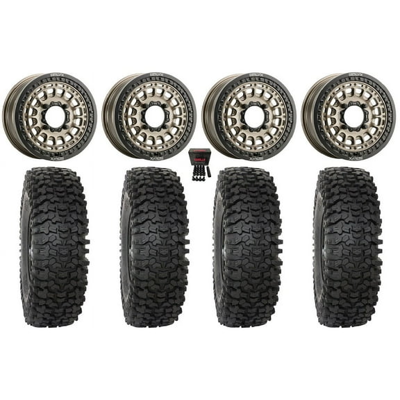 MetalFX Hitman Beadlock 15" Wheels Bronze 35" RC500 Tires Kawasaki Teryx Mule
