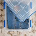 thumbnail image 2 of IRIS USA 25.1 L Caja de Almacenamiento de Plástico WEATHERPRO con Tapa Duradera y Cierres Seguros de Enganche, Paquete de 3, Contenedor Hermético Apilable, Transparente/Azul, 2 of 10
