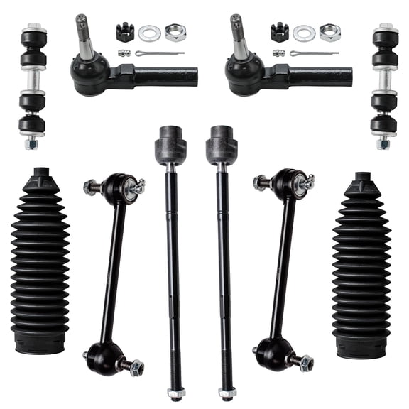 Detroit Axle - Front 10pc Suspension Kit for Chevy Impala Pontiac Grand Prix Buick LaCrosse Regal Allure Century 4 Tie Rods 4 Front & Rear Sway Bar Links 2 Boots Replacement