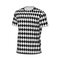 thumbnail image 6 of Wukai Black And White Diamonds Print Men's Short-Sleeved Mesh T-Shirt,Quick-Dry Short Sleeve Workout T-Shirt-, 6 of 8