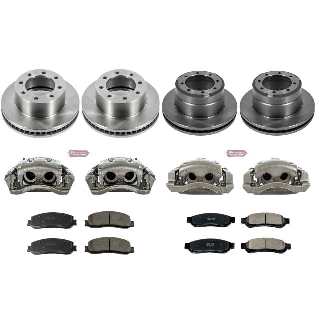 PowerStop Front and Rear Stock Replacement Brake Pad and Rotor Kit with Calipers Fits: FORD Select Models KCOE6546
