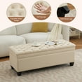 thumbnail image 4 of 51" Fabric Storage Ottoman Bench, Tufted Upholstered Rectangle Storage Bench with Hinge for End of Bed Bedroom Living Room Hallway (Khaki), 4 of 10