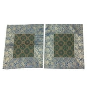 Mogul Indian Throw Cushion Cover Vintage Silk Sari Border Decorative Ethnic Bed Cushion Cover 16X16