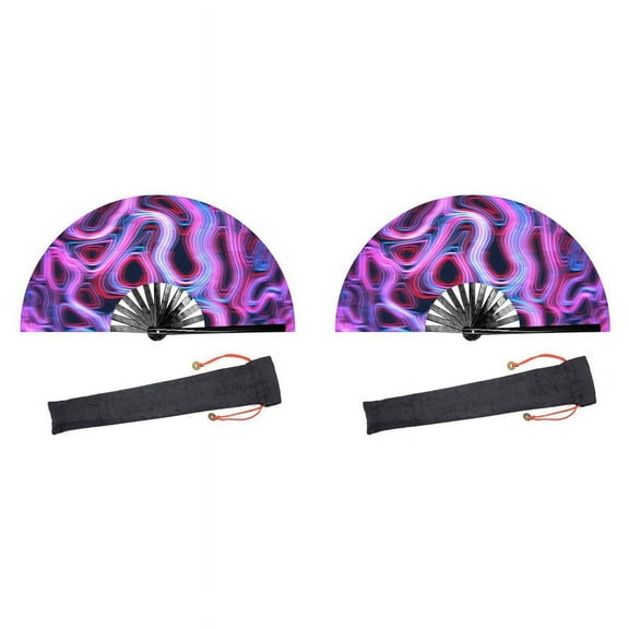 2X Raves Folding Hand Fan for Women/Men Handheld Fan,for Performance,Decorations, Dance,Festival