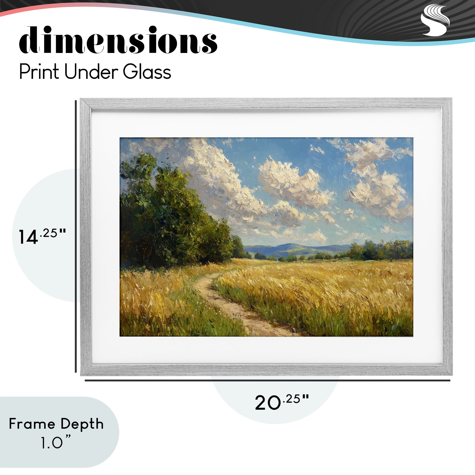 Stupell Industries Winding Path Through Wheat Field Gray Framed Print Under Glass, design by Creative Studio