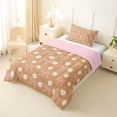 thumbnail image 2 of Erosebridal Cute Bowknot Daisy Twin Comforter Sets,Cartoon Flowers Blossom Bedding Set For Girls Kids,Orange White Pink, Reversible 2 Pieces, 2 of 7