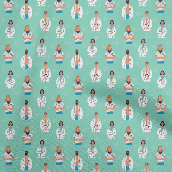 oneOone Cotton Cambric Dusty Teal Green Fabric Medical Virus Sewing Fabric By The Yard Printed Diy Clothing Sewing Supplies 42 Inch Wide