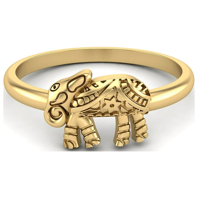 929 Sterling Silver Gold Vermeil Elephant Style Statement Boho Jewelry Ring  Gifts for Women 