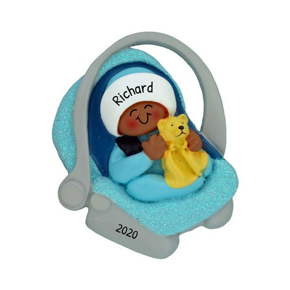 Ornaments by Elves Personalized Black Baby Boy Carrier Ornament Holiday Keepsake Christmas Decor