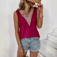 thumbnail image 3 of 2024    European and American New Sleeveless  Lace Stitching Simple Summer Shirt for Women, 3 of 7