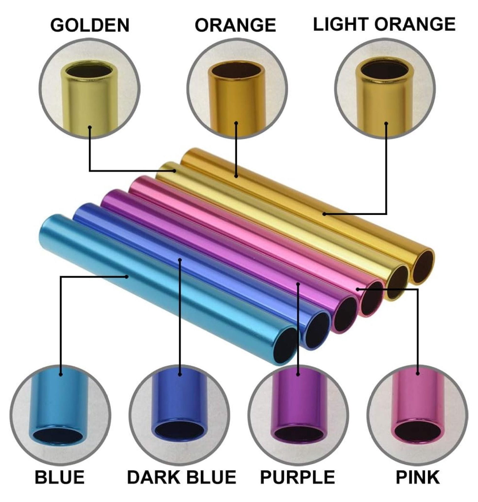 8 Pieces Official Aluminum Track & Field Races Relay Batons