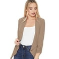 thumbnail image 3 of Women's Solid Basic Casual Draped Neck Open Front Ruched Sleeve Outerwear Vest Cardigan, 3 of 5