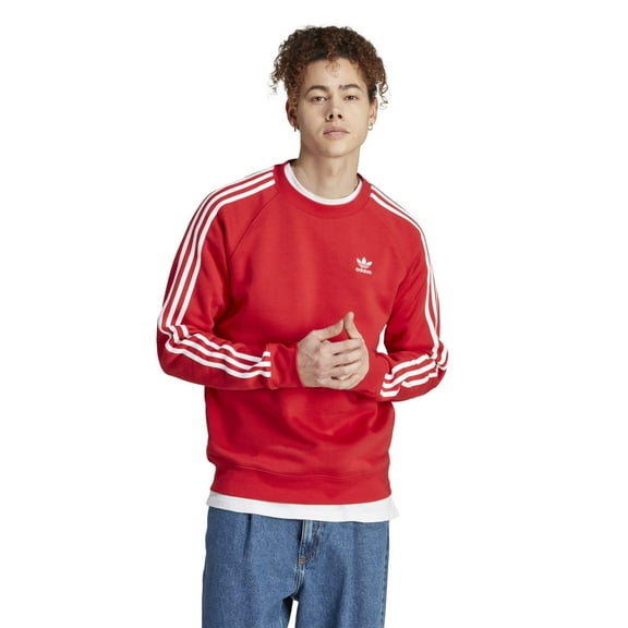 adidas Originals Adicolor Classics 3-Stripes Crew (Mens, Better Scarlet, MD)