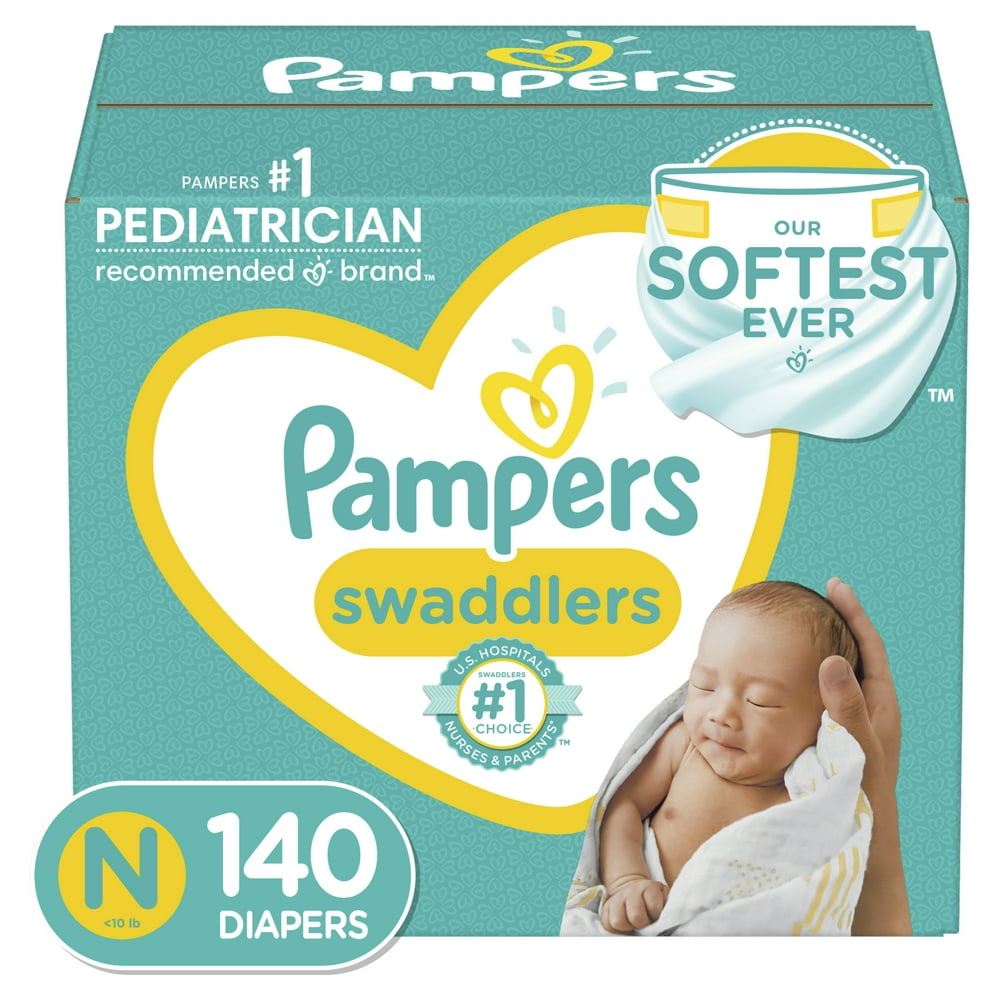 Pampers Swaddlers Newborn Diapers, Soft and Absorbent, Size N, 140 ct