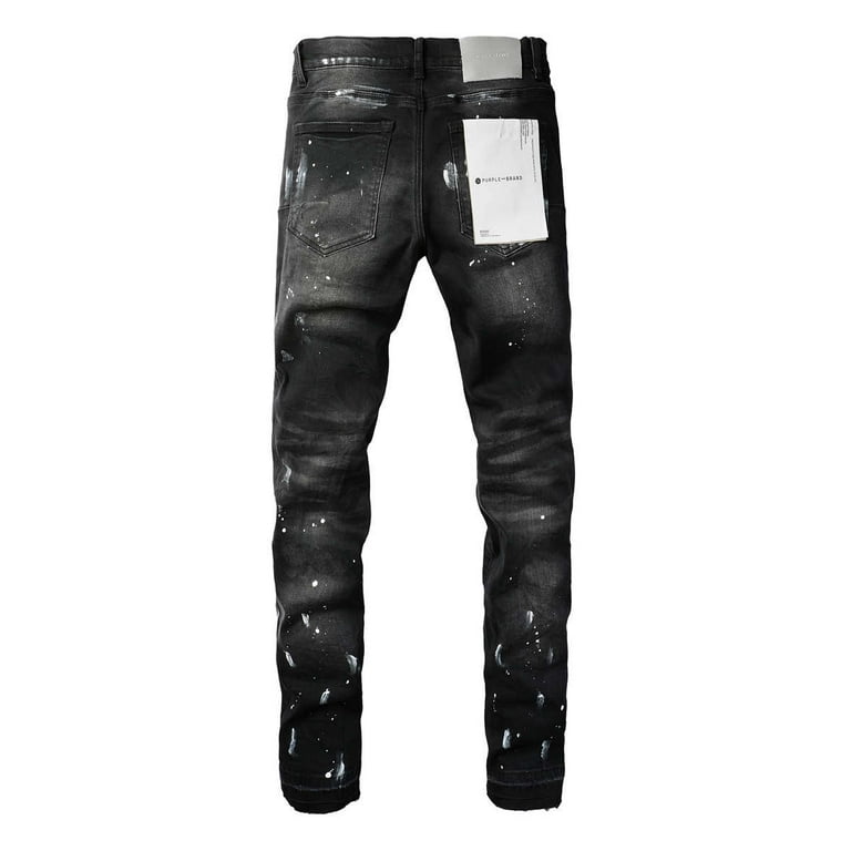 2025 Purple Jeans brand Jeans Men's Jeans Casual Comfort Holes Fashionable Straight Skinny Slim Fit Jeans, Ripped Stretch Jeans Denim Pants  9002 SIZE 28-40