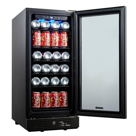 NewAir - 96-Can Built-In Beverage Cooler with Precision Temperature Controls and Adjustable Shelves - Black Stainless Steel
