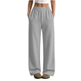thumbnail image 2 of PWPSG Women's Wide Leg Sweatpants Elastic Waist Straight Leg Palazzo Pants Casual Loose Comfy Joggers Trousers with Pockets, 2 of 7