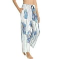thumbnail image 2 of Balery Pale Blue Lotus Flowers print Women's Pajama Pants,Ultra Lightweight Pjs,Lounge Pant-XX-Large, 2 of 9