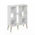 thumbnail image 2 of Furinno Claude Mid Century Style 8-Cube Bookcase, Bookshelf, Storage Organizer with Wood Legs, White, 2 of 6