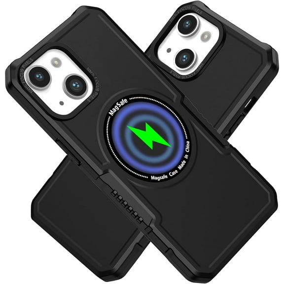 Magnetic Phone Case for iPhone 15 Plus Compatible with Magsafe, Military-Grade Shockproof Case with Built-in Magnet Circle for iPhone 15 Plus MS Black
