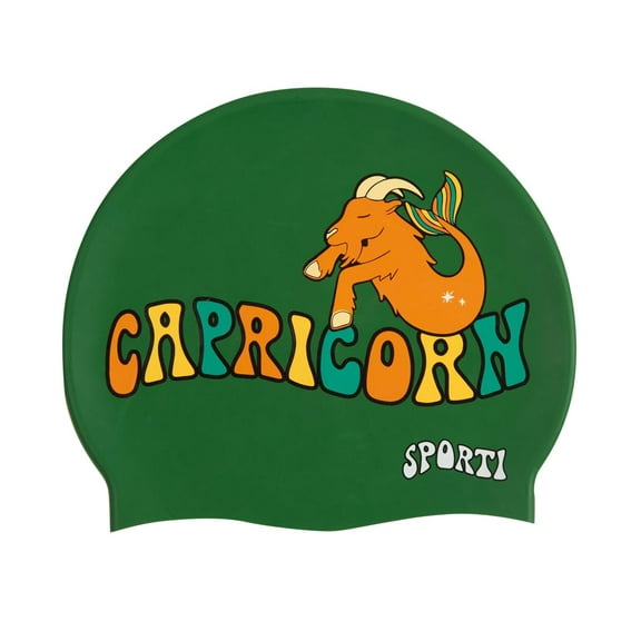 Sporti Capricorn Zodiac Silicone Swim Cap, Snug, Contoured Fit