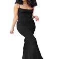 thumbnail image 3 of Women Summer Spaghetti Straps Square Neck Sleeveless Tight Fitted Long Bodycon Dress, 3 of 7