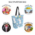 thumbnail image 7 of FORMRS Womens Canvas Tote Bag with Zipper Inner Pocket Shoulder Handbag, Cartoon Easter Bunnies, 7 of 7
