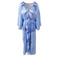 thumbnail image 4 of xiaxaixu Robe Décontractée pour Femmes, Imprimé Floral d'Été, Coupe Ample, Col en V, Boutons, Fente Haute, Longue Robe de Plage, 4 of 6
