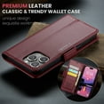thumbnail image 4 of ELEHOLD Wallet Case for iPhone 16 Pro Max Premium Leather Case wih RFID Blocking Function Card Slots Kickstand Magnetic Clasp Shockproof Cover for Men Women for iPhone 16 Pro Max,Wine, 4 of 11