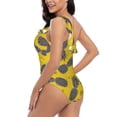 thumbnail image 4 of Sikiie Summer Pineapple Print Women One Piece Swimsuits Tummy Control One Shoulder Bathing Suits Ruffle Swimwear, From S to XXL-Large, 4 of 6