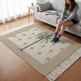 thumbnail image 5 of Area Rug with Tassels 4' x 6', Summer Beach Coconut Tree Tropical Plant Kitchen Runner Rug for Hallway Bedroom Throw Rugs, Brown Back Soft Door Mat for Bathroom Entrance Living Room, 5 of 9