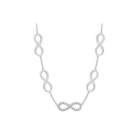 Link Infinity Diamond Necklace in 14K White Gold 0.50 Carat Diamonds