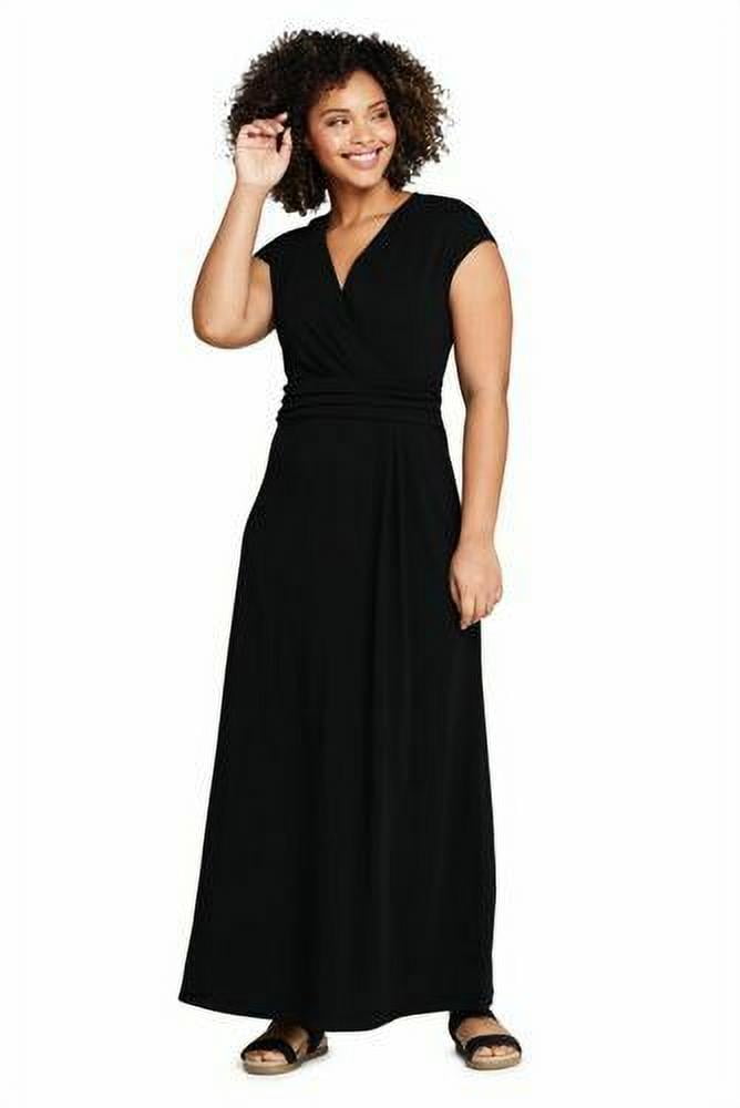 Lands' End Surplice Wrap Dress Black 2X 
