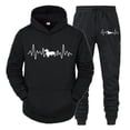 thumbnail image 2 of Conjunto de ropa deportiva con estampado de latidos del corazón de Dachshund para hombre, sudaderas con capucha y pantalones de manga larga a la moda, trajes de 2 piezas, chándales con diseño de perro, 2 of 5