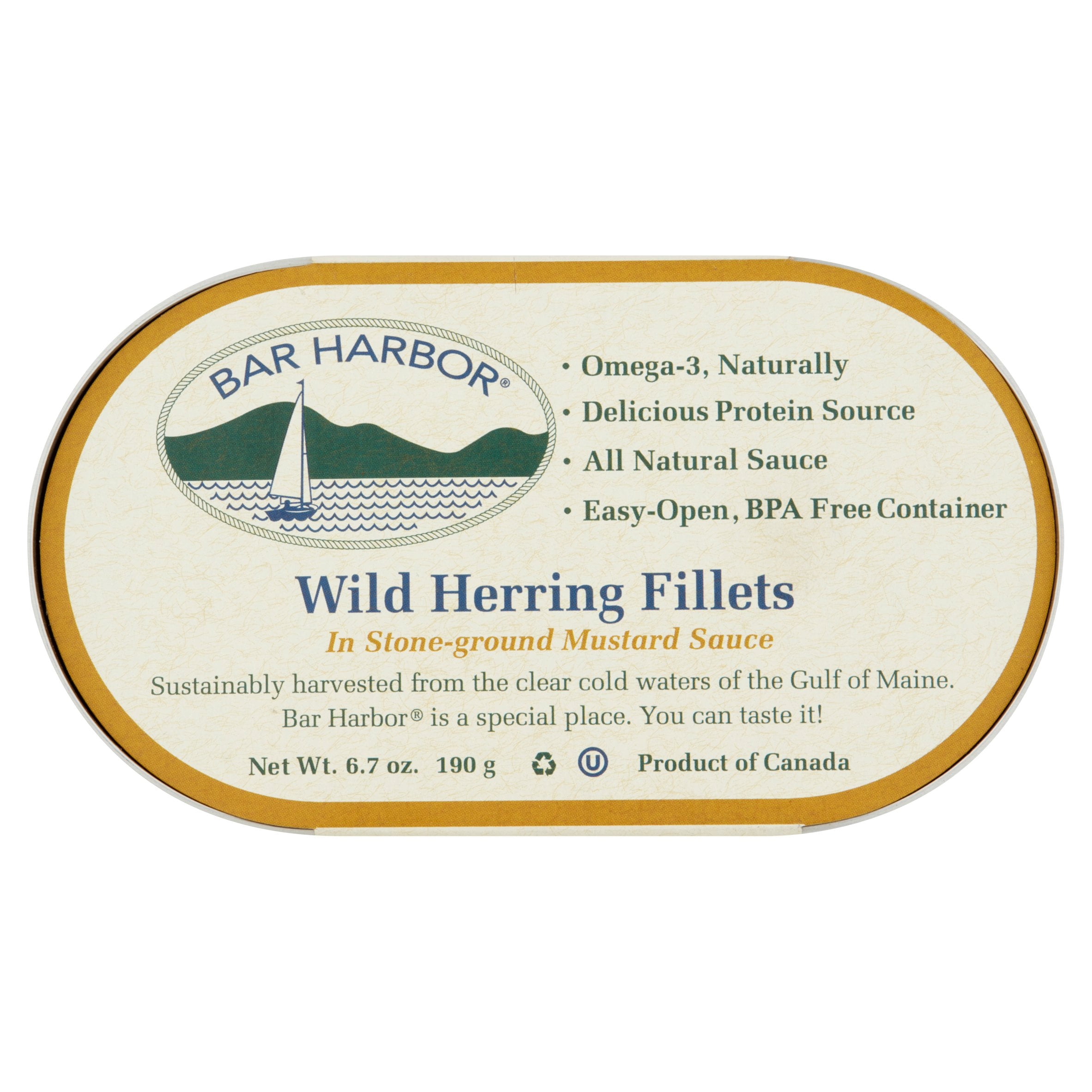 Bar Harbor Wild Herring Fillets in Stone-Ground Mustard Sauce, 6.7 oz by Bar Harbor Foods