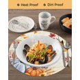 thumbnail image 3 of 13 Inch Round Placemats Set of 6, Thanksgiving Fall Non Slip Heat Insulation PP Table Mats, Orange Blue Pumpkin Maple Leaf Vintage Washable Place Mats for Kitchen Dining Party Table Decor, 3 of 7