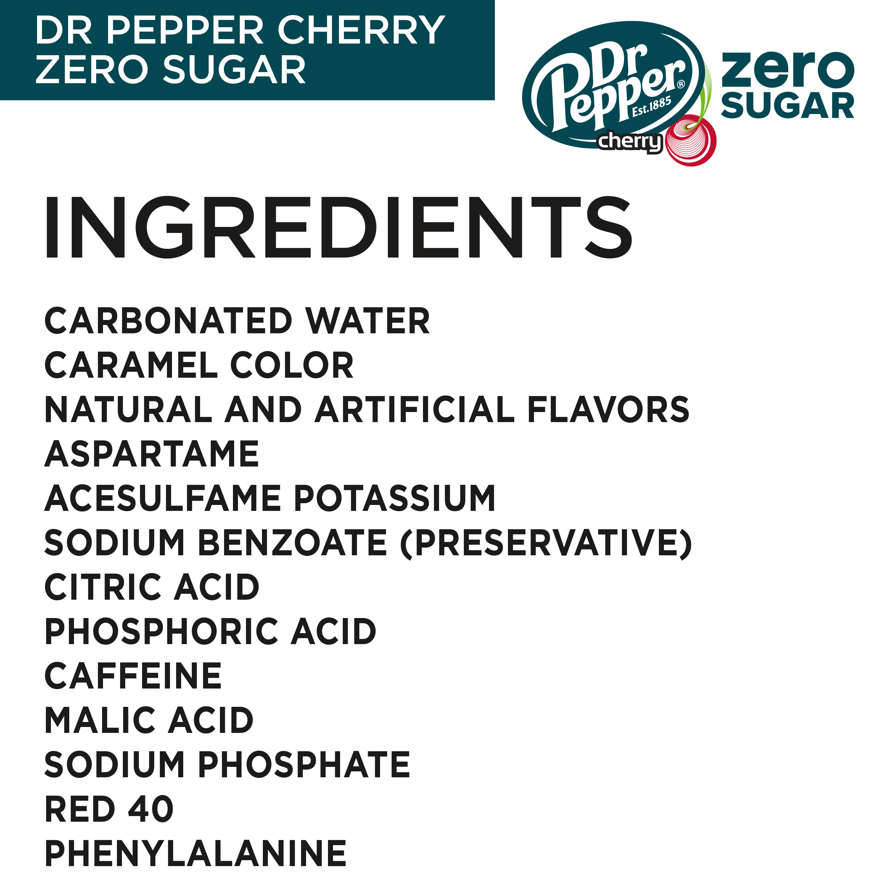 Dr Pepper Zero Sugar Cherry Soda Pop, 12 fl oz, 12 Pack Cans - image 4 of 12