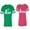 Men Green / Women Pink, variant on Bear Bunny Unisex Couple Matching Cotton Jersey style T-Shirt Contrasting stripes on sleeves (Men Green / Women Black) (Men S / Women S)