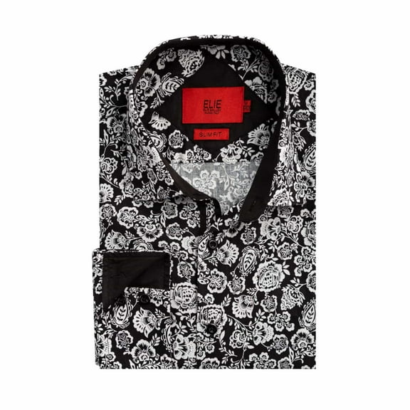 Elie Balleh Boy's Black Slim Fit Paisley Print Button-Down Shirt
