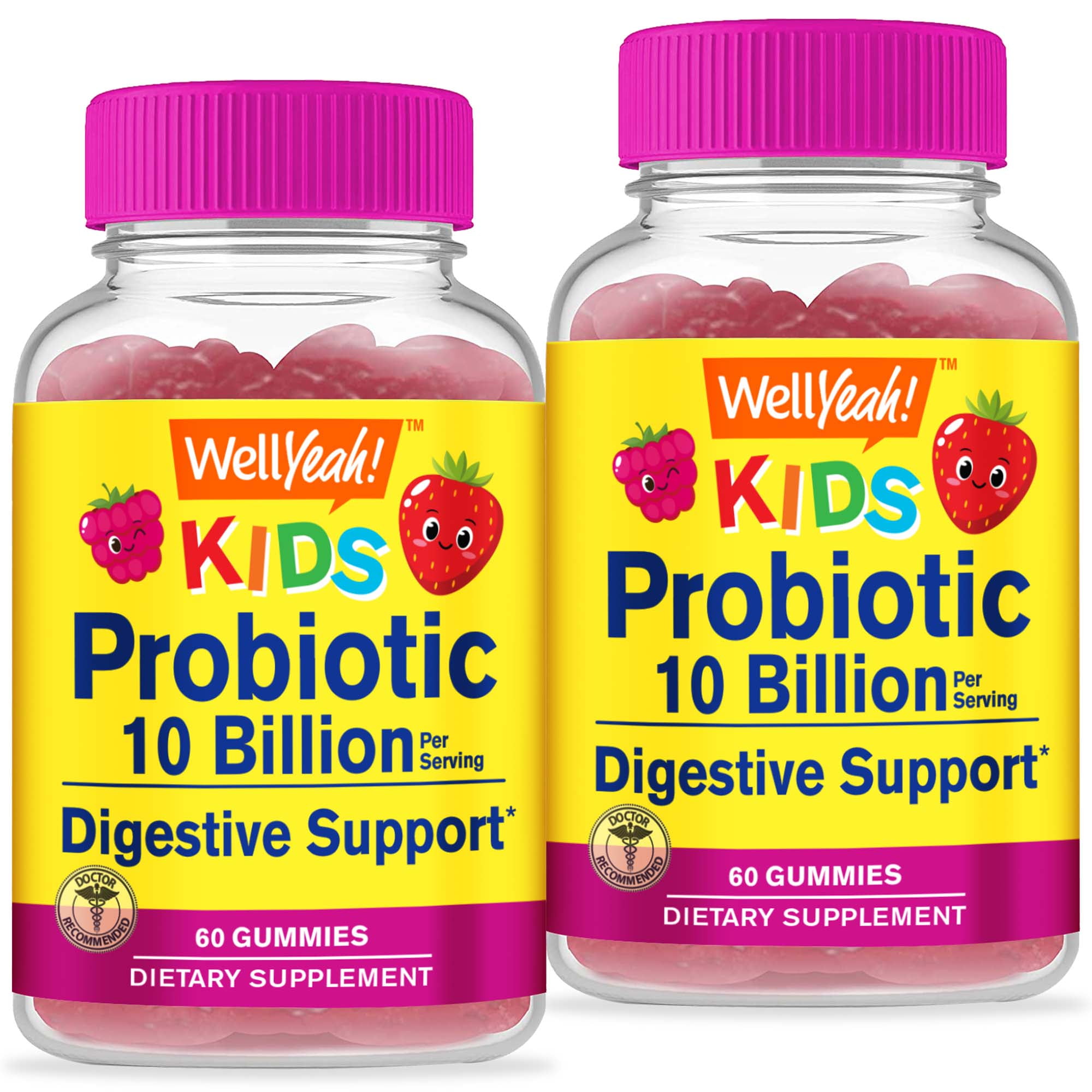 WellYeah Probiotics for Kids Gummies 2 Pack 10 Billion CFU for Gut